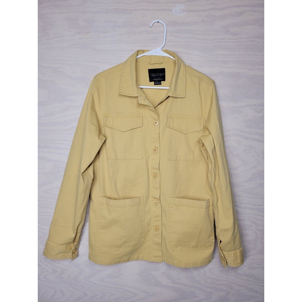 Sanctuary Women's SZ L Button Down Shirt SHACKET Long Sleeve Utility Yellow